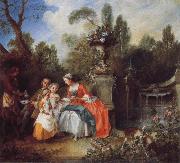 Nicolas Lancret A Lady in a Garden Taking coffee with some Children china oil painting artist